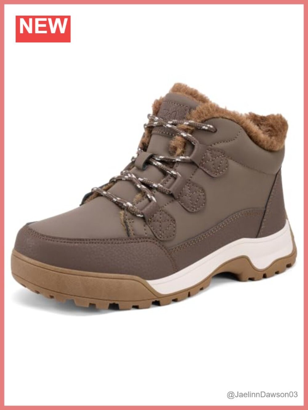 Waterproof Faux Fur Lined Winter Snow Boots Non Slip Lace Up Ankle Booties